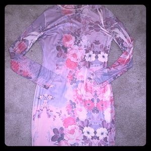 Pink floral mesh dress with  lining
